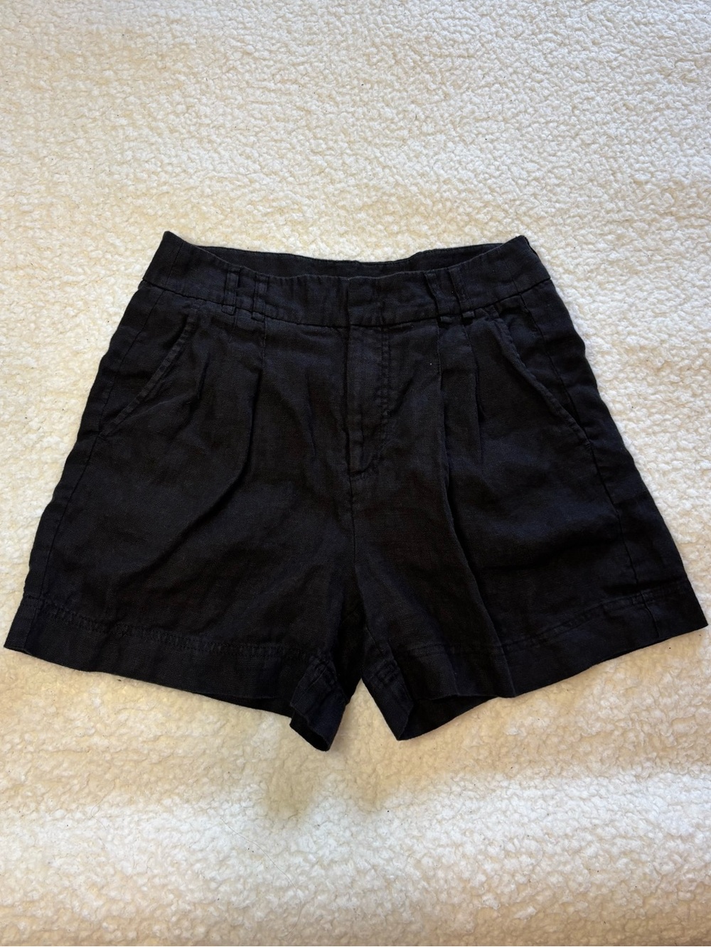 Free People Women Black Linen Calla Trouser Shorts